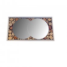 Rectangular mirror in wood log 39 x 20 cm grey
