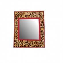 Large rectangular mirror in red mahogany wood 47 x 56 cm