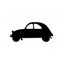 Wooden wall or door sign model : Two horses car 2 Cv 40X19 cm black