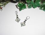 Green crystal diamond earrings on 925 silver