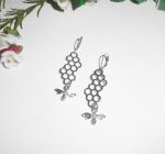 Honeycomb earrings with small silver bee