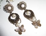 Original clip-on earrings with glass beads and butterflies