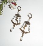 Fairy and white crystal tassel earrings on bronze sleepers