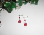 Earrings with carved gorgon rose and pearls on 925 silver studs