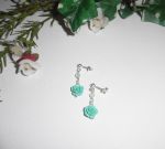 Earrings with green carved gorgonian roses and agates on 925 silver studs