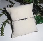 Original cross and hematite stones bracelet on 925 silver chain