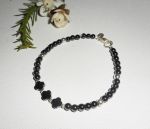 Original bracelet flowers and small stones in hematite with silver tubes 925