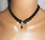 Black lace necklace with bohemian crystal drop