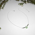 Original 925 silver necklace with turtle and jade beads on chain