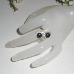 Original 925 silver ring with flower and black cultured pearl