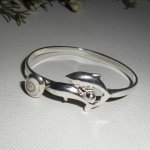 Bracelet avec double dauphins et oeil de Ste Lucie en argent 925