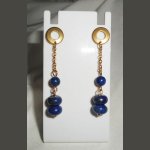 Earrings lapis lazuli and blue Murano glass bead on stainless steel