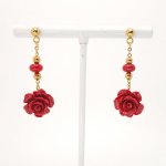 Gorgon red rose earrings 