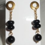 Onyx stones earrings on stainless steel gold chain