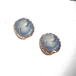 Blue cameo earrings on clips