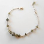 Green labradorite stone bracelet on 925 silver chain