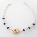 Dolphin medal bracelet with blue stones on 925 silver chain