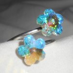 Double flower ring in Swarovski crystal