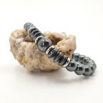 Anthracite grey hematite stones and stainless steel bracelet for men