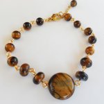 Tiger eye and stainless steel bracelet