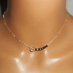 925 silver choker necklace with small horseshoe and black crystal beads