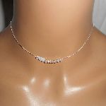 925 silver choker necklace with small seahorse and crystal beads