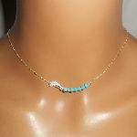 925 silver choker necklace with small dolphin and turquoise stones