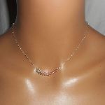 925 silver choker necklace with small wing and pink crystal beads