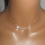 925 silver choker necklace with small wing and white crystal beads