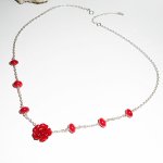 Red pink necklace made of gorgon and silver 925