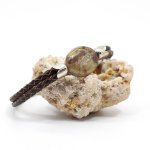 Stone bracelet jasper palet on brown leather double-rows for man