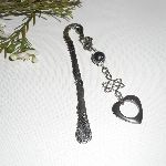 Horseshoe bookmark with silver bow and hematite stones heart