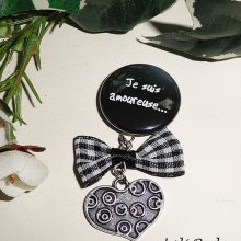 Brooch message 'I love you' with crystal bow and drop