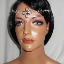 White opaque bohemian crystal tiara with Celtic motifs 2 in 1