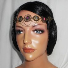 Bronze tiara with pink and purple Swarovski crystal strass