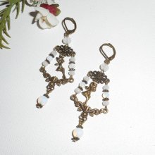 Fairy and white crystal tassel earrings on bronze sleepers