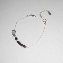 Original brown crystal wing and beads bracelet on 925 silver chain