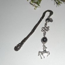 Bookmark with silver horse and hematite stones