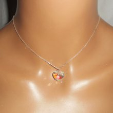White heart pendant AB in Swarovski crystal on 925 silver chain