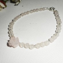 Rose quartz and pearl bracelet on silver clasp