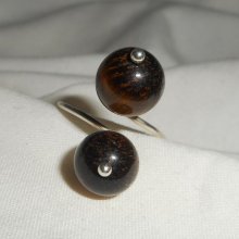 Original 925 silver ring with brown tiger eye stones