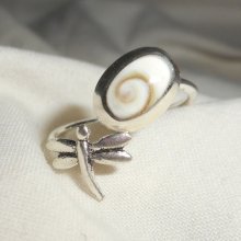 Original 925 silver ring with St Lucia eye and dragonfly