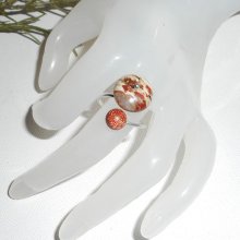 Original 925 silver ring with jasper stone and brown agate