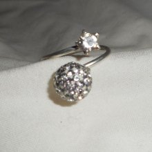 Original double Swarovski crystal ring in silver 925