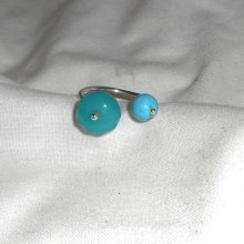 Original double blue stone ring in jade and turquenite and silver 925