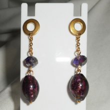 Murano glass and purple crystal earrings