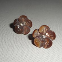 925 silver earrings with brown mother of pearl flower