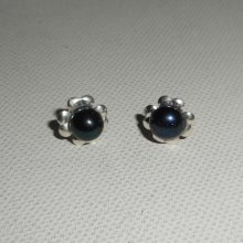 925 silver earrings with black cultured pearl
