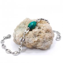 Blue rubizolite stone bracelet on steel coffee bean chain 