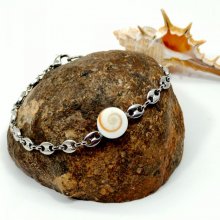 St Lucia eye bracelet on steel coffee bean chain 